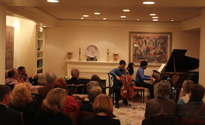 Cellist Matt Allen and pianist Yannick Rafalimanana perform at the Buksteins' ho