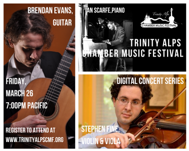 Performers Brendan Evans, guitar; Ian Scarfe, piano; Stephen Fine, violin and viola