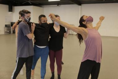 Choreographer Maria Basile rehearses BLUSH with sjDANCEco.