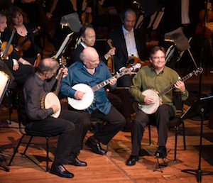 Scott Nygaard, Jody Stecher, and Bill Evans <br>Photo by Kristen Loken