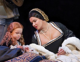 Netrebko as Anna Bolena, with Clare Cashman as Elizabeth 