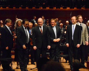 The End: final bow for the Berlioz on Sunday — Alexander Barantschik, Charles Dutoit, Jonathan Dimmock, Paul Groves, Ragnar Bohlin, Kevin Fox Photos by Janos Gereben