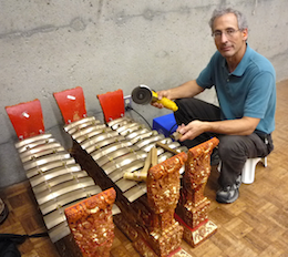 Sekar Jaya founding member Wayne Vitale, tuning gamelan 