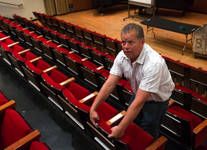 Met property master James Blumenfeld, whose crew is installing the new seats Photo by Claudio Papapietro