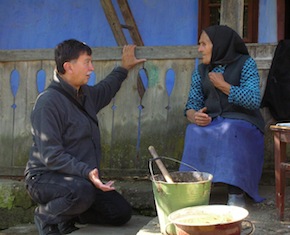 Documentarian George Csicsery with Erzsi Papp in <em>Songs Along a Stony Road</em>