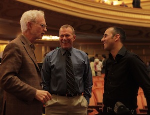 John Adams, David Gockley, and conductor Lawrence Renes, working on <em>Nixon</em>