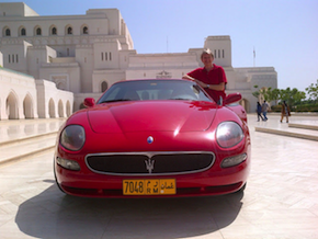 Oman Royal Opera House Director General Christina Scheppelmann and her inexpensive Maserati; gas there is $1.20 a gallon