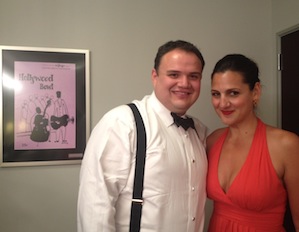 Adler Fellows' reunion backstage: David Lomelí and Maya Lahyani Photo by Sara Gartland