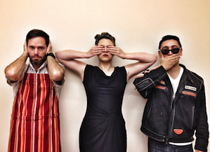 Thomas Glenn, Maria Valdes, and Efrain Solis hear, see, and speak no evil in <em>Rita</em> 