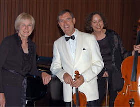 Roy Malan, in his last season as concertmaster of S.F. Ballet, with Trio Navarro's pianist Marilyn Thompson and cellist Jill Rachuy Brindel   