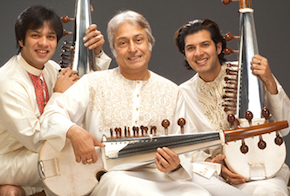 Sarod master Amjad Ali Khan, with sons Ayaan and Amaan 