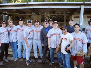 The victorious Team San Francisco, with chief fan MTT, and home-run/trumpet ace Mark Inouye on the right Photos by Oliver Theil