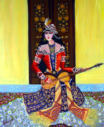 An artistic representation of <em>tar</em>, the Persian long lute 