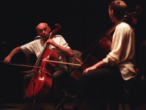 Starker, in a master class with Carter Dewberry Photo by Robert Lachman 