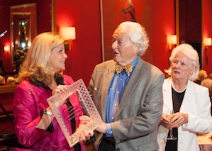 Graham at the award presentation, with her 1987 Merola sponsors, Bruce and Fran Walker