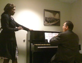 Ulloa with Angel Blue before her debut as Musetta at Los Angeles Opera 