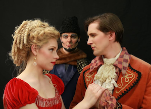 Pamina (Ellen Teufel) and Tamino (Brian Kuhl), Sarastro (Kirk Eichelberger) in the background Photo by Otak Jump