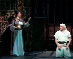 Cybele Gouverneur (Amneris) and Radames (David Gustafson)