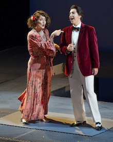 Marnie Breckenridge as Margarita Xirgu and Lisa Chavez as Federico García Lorca. Ensemble Parallele's 2013 production of Ainadamar.  Photo: Steve DiBartolomeo,