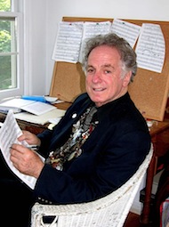 David Amram at work at home in Putnam Valley, New York