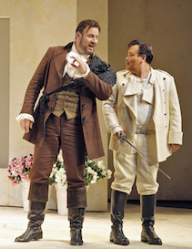 The Barber of Seville  Lucas Meachem (Figro) and Javier Camarena (Count Almaviva). Photo ©Cory Weaver/