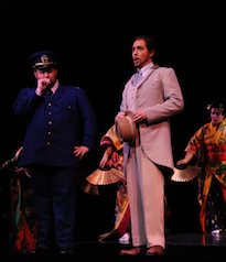 James Callon as BF Pinkerton and baritone Zachary Altman as Sharpless