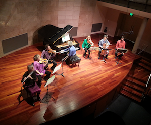 Stacey Pelinka, flute, Anna Presler, violin Joseph Maile, violin, Eric Zivian, piano, Phyllis Karmin, viola, Leighton Fong, cello, Jeff Anderle, clarinet  Photo credit: Be'eri Moalem