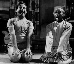 Yehudi Menuhin, with yoga instructor, 1953 