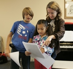 Alexis Alrich with two students at Crowden