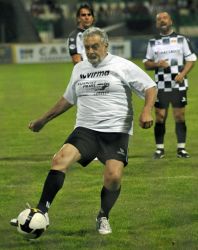 Domingo at a charity soccer game in Hungary<br/>Photo by Attila Kisbenedek/AFP