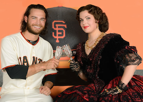 S.F. Giants shortstop Brandon Crawford in a duet with S.F. Opera Adler Fellow Zanda Švede Photo by Scott Wall