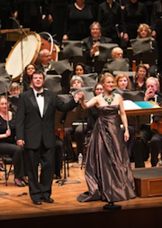 Brahms soloists Marnie Breckenridge and Eugene Brancoveanu are shown here when they appeared with the Choral Society in <em>Carmina Burana</em>