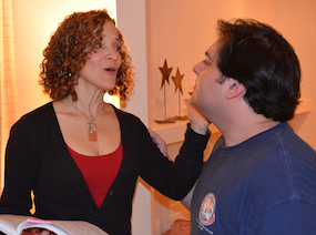 Company Executive Director Eileen Meredith as Lucia and tenor Alex Boyer as Edgardo in rehearsal of the Donizetti opera Photo by Ellen St. Thomas