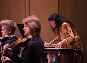 Festival director, pianist, violist Wu Han "on the drums"