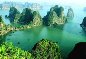 Ha Long Bay's limestone karsts await the singers from Oakland