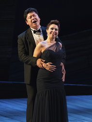 Chong Wang in a breakthrough performance as the Duke with Eliza Bonet as Maddalena in the <em>Rigoletto</em> scene