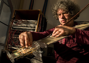 Adrian Freed shows how the stringless acrylic cello he built for acclaimed cellist Frances-Marie Uitti works