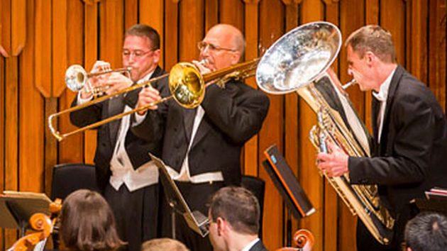 Mark Inouye performing on the New York Philharmonic's European tour. (Photo by Chris Lee in Barbican Hall, London)