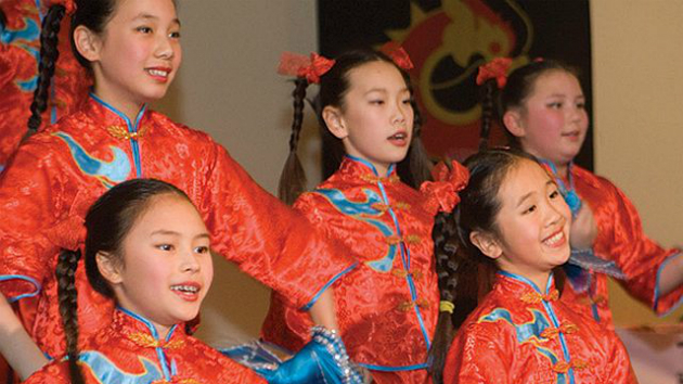 Young performers at the concert welcoming the Year of Monkey