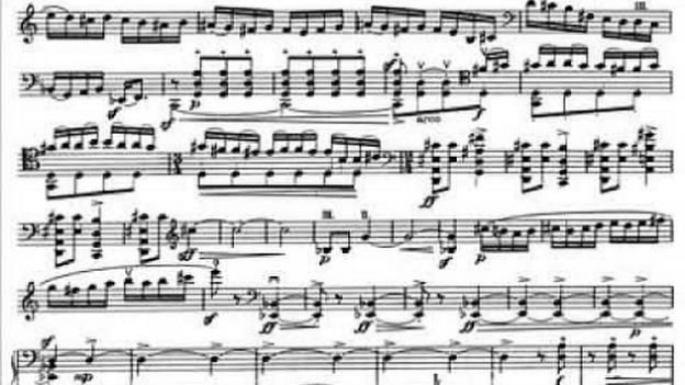 From the sonata score by Kodály