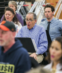 Sigmund Seigel, SFO Chorus member since 1981, at <em>Les Troyens</em> rehearsal (Photo by Sonia Savio/San Francisco Opera)