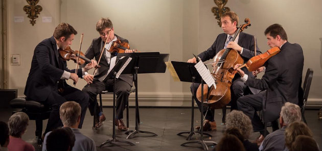 Escher String Quartet: Adam Barnett-Hart, Aaron Boyd, violins; Pierre Lapointe, viola; Brook Speltz, cello (Photo by Carlin Ma)