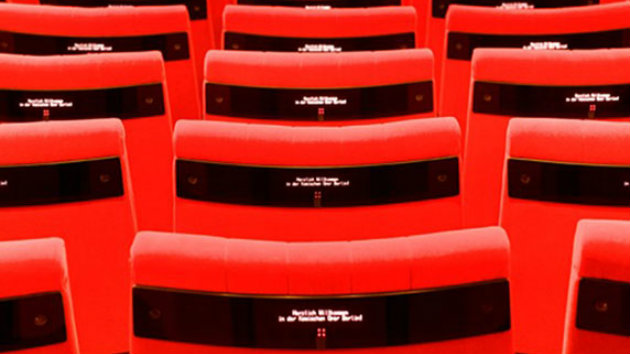 Surtitles in seat backs at Komische Oper, Berlin.